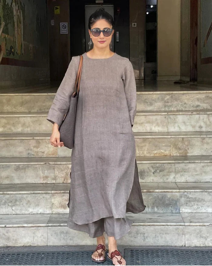 Women's Cotton Kurta pant sets -Grey