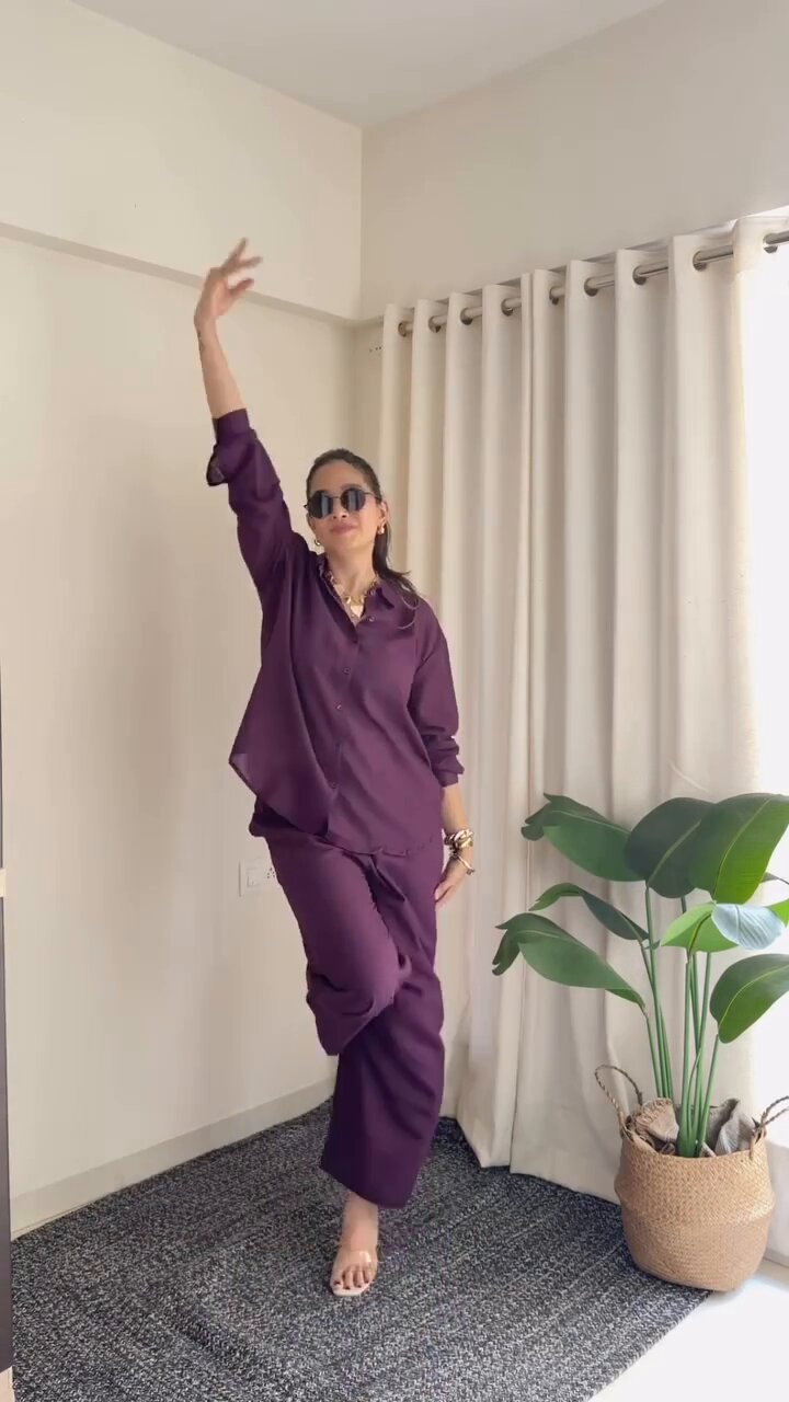 Fashionable Women's Slacks High Waist Cotton Shirt Suit